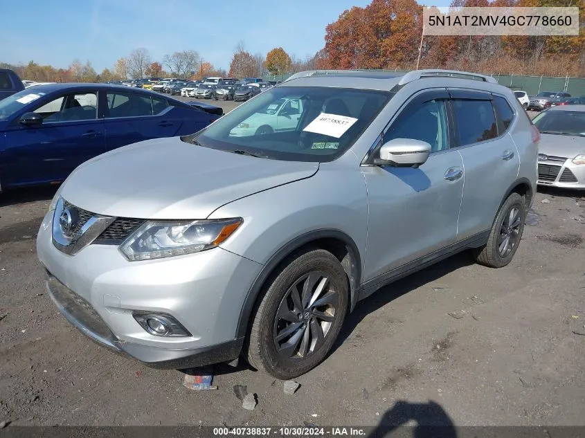 2016 Nissan Rogue Sl VIN: 5N1AT2MV4GC778660 Lot: 40738837