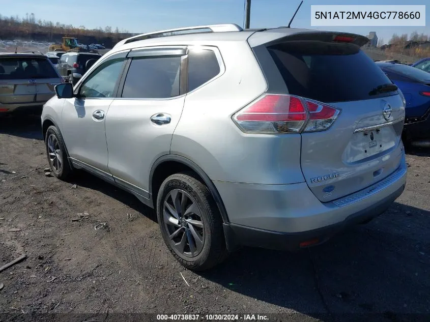 2016 Nissan Rogue Sl VIN: 5N1AT2MV4GC778660 Lot: 40738837