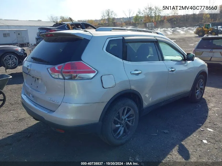 2016 Nissan Rogue Sl VIN: 5N1AT2MV4GC778660 Lot: 40738837