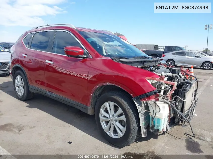 2016 Nissan Rogue Sv VIN: 5N1AT2MT8GC874998 Lot: 40740670