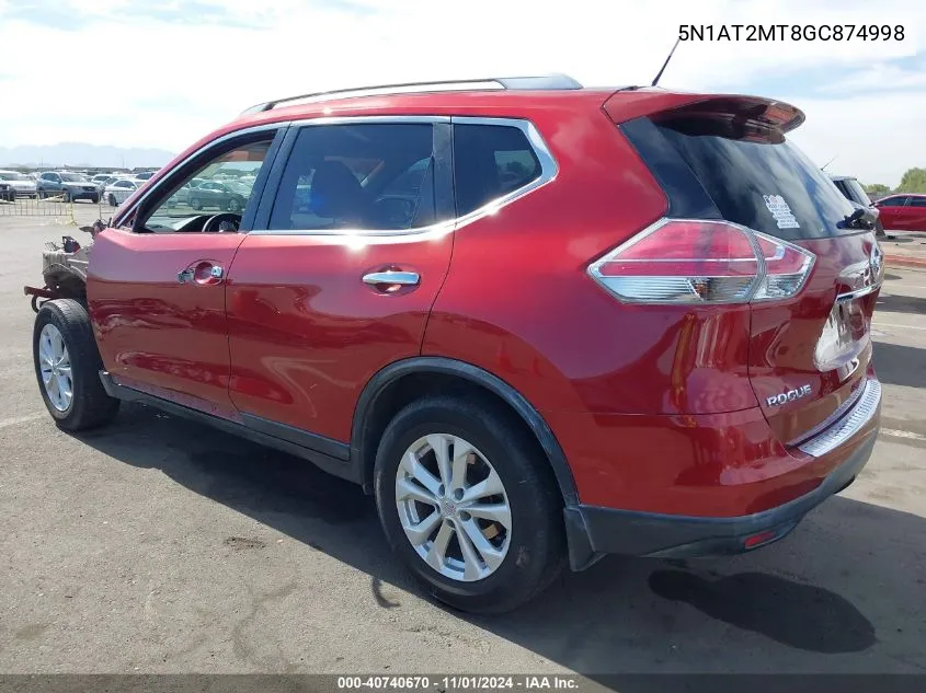 2016 Nissan Rogue Sv VIN: 5N1AT2MT8GC874998 Lot: 40740670