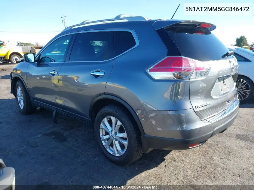 2016 Nissan Rogue Sv VIN: 5N1AT2MM5GC846472 Lot: 40744644