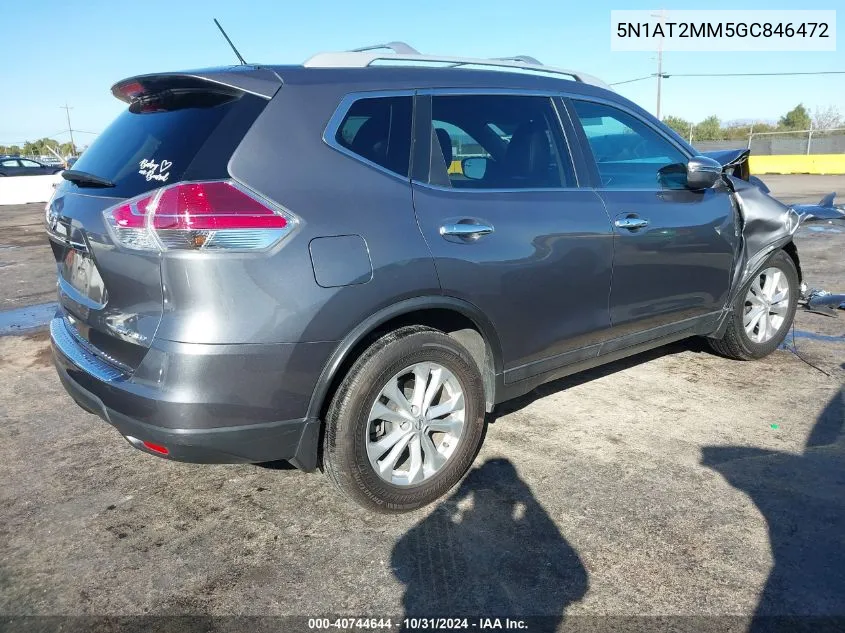 2016 Nissan Rogue Sv VIN: 5N1AT2MM5GC846472 Lot: 40744644