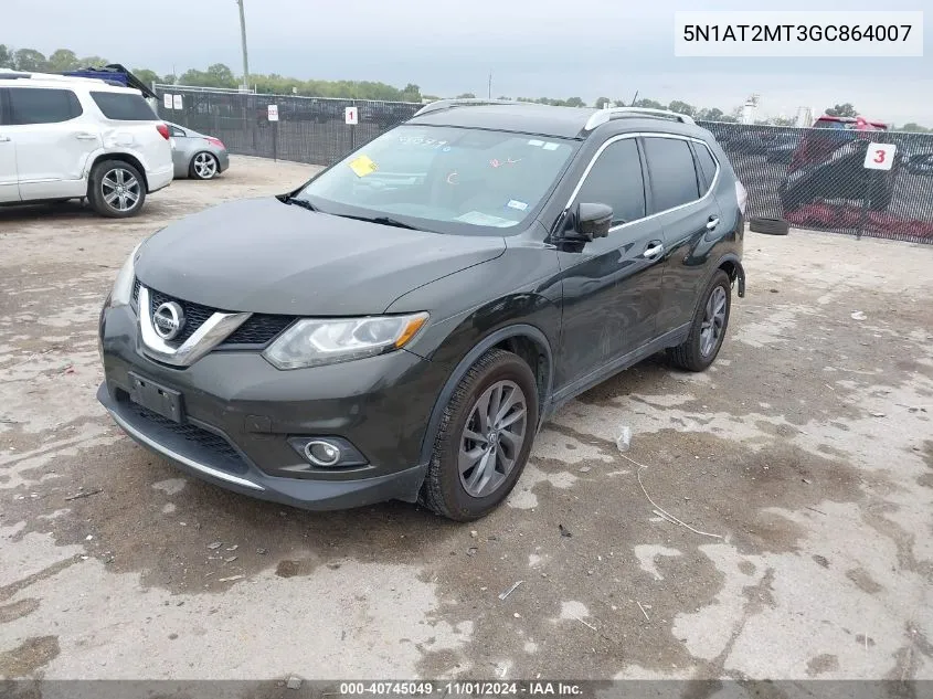 2016 Nissan Rogue Sl VIN: 5N1AT2MT3GC864007 Lot: 40745049