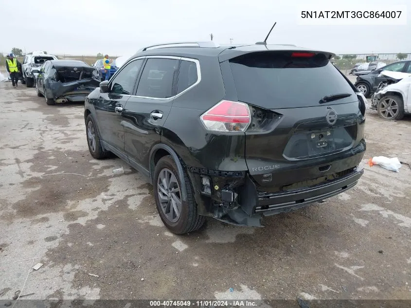 2016 Nissan Rogue Sl VIN: 5N1AT2MT3GC864007 Lot: 40745049