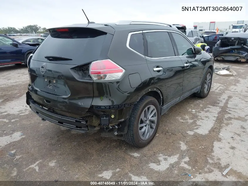 2016 Nissan Rogue Sl VIN: 5N1AT2MT3GC864007 Lot: 40745049