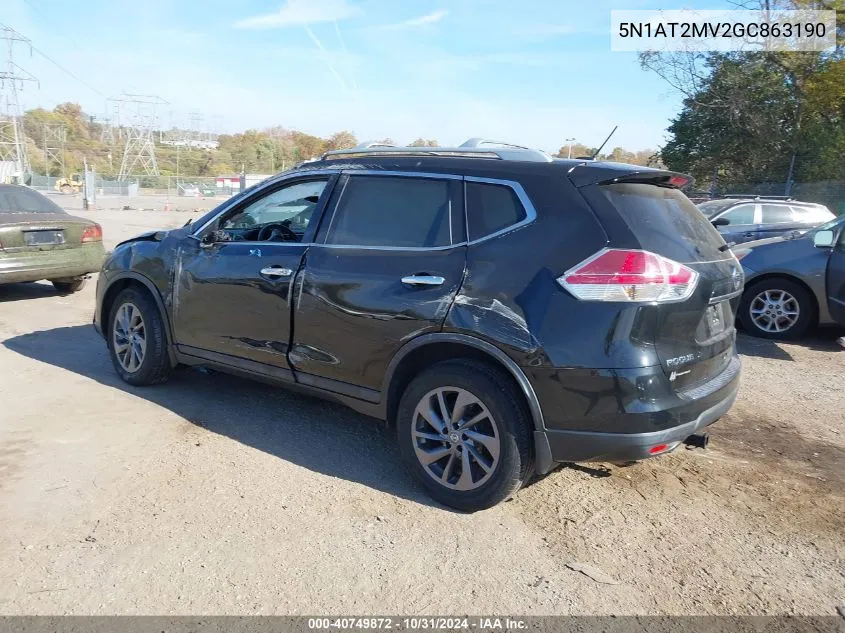 2016 Nissan Rogue Sl VIN: 5N1AT2MV2GC863190 Lot: 40749872