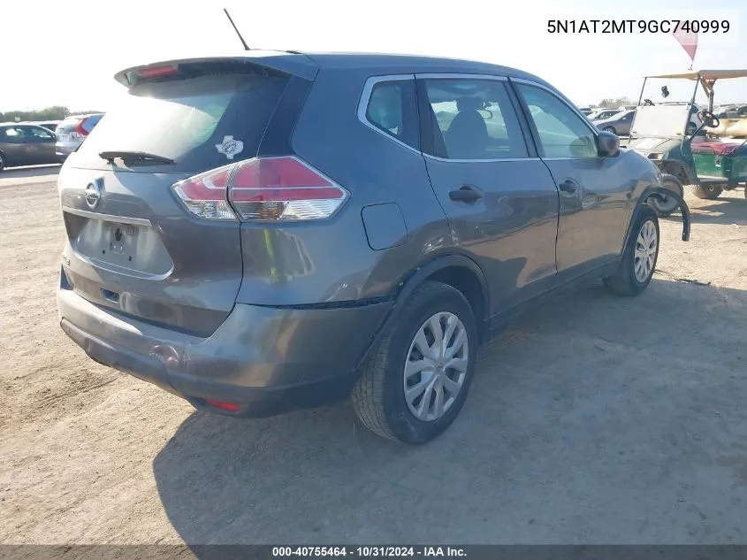 2016 Nissan Rogue S/Sl/Sv VIN: 5N1AT2MT9GC740999 Lot: 40755464