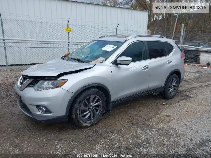 2016 Nissan Rogue Sl VIN: 5N1AT2MV0GC844315 Lot: 40758008