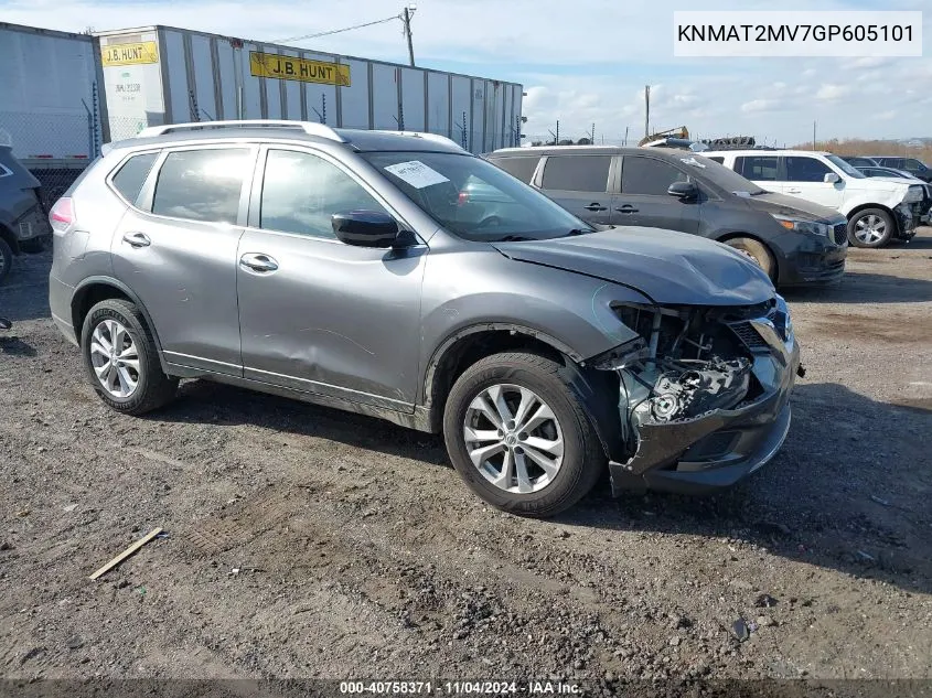 2016 Nissan Rogue Sv VIN: KNMAT2MV7GP605101 Lot: 40758371