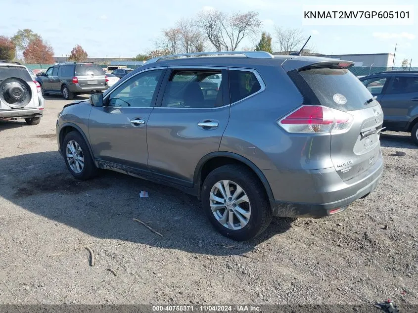 2016 Nissan Rogue Sv VIN: KNMAT2MV7GP605101 Lot: 40758371