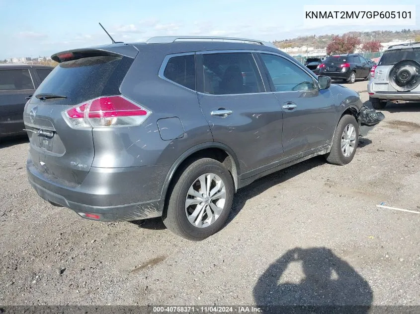 2016 Nissan Rogue Sv VIN: KNMAT2MV7GP605101 Lot: 40758371