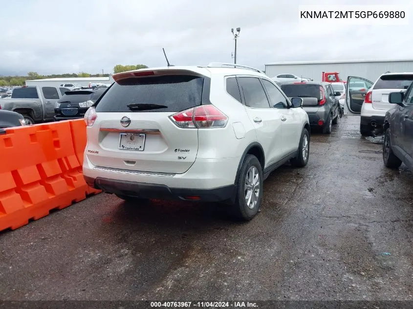 2016 Nissan Rogue Sv VIN: KNMAT2MT5GP669880 Lot: 40763967