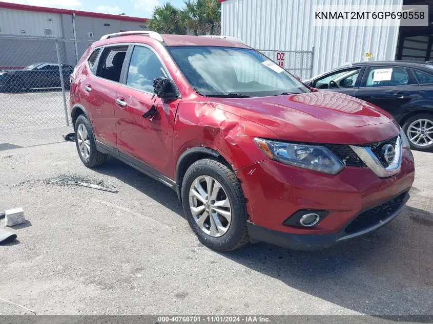 2016 Nissan Rogue Sv VIN: KNMAT2MT6GP690558 Lot: 40768701