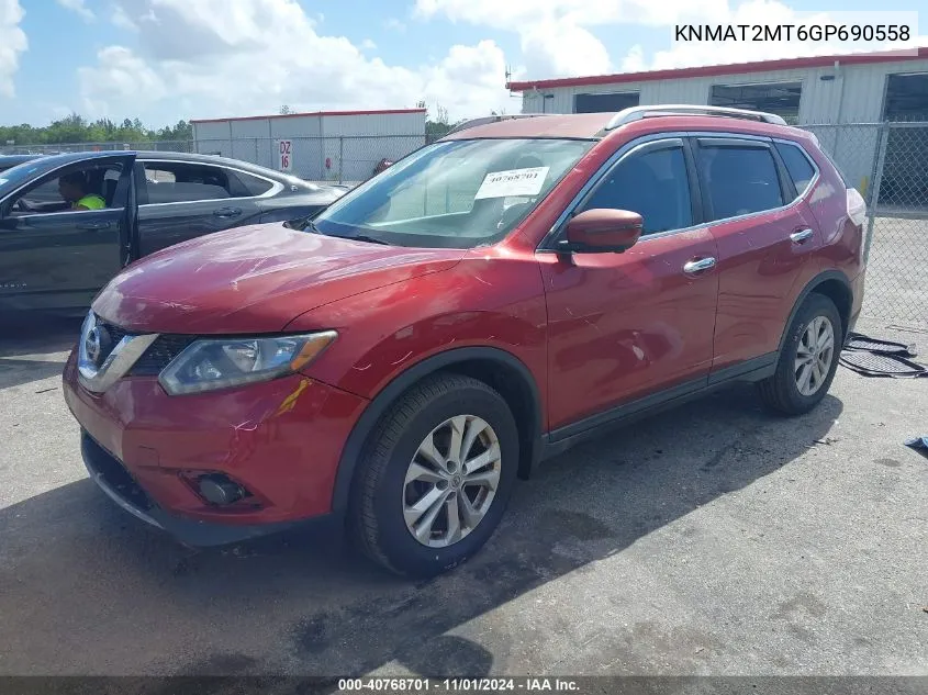 2016 Nissan Rogue Sv VIN: KNMAT2MT6GP690558 Lot: 40768701