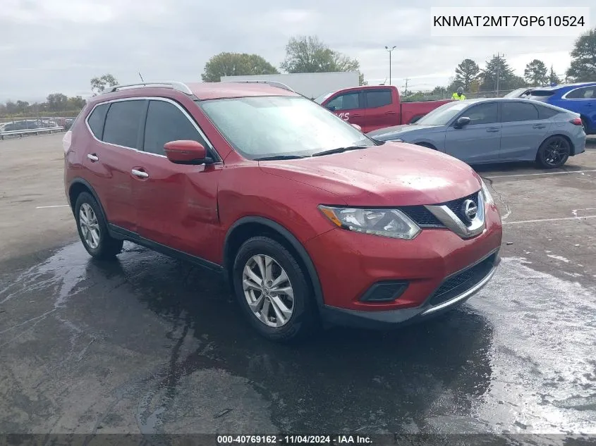 2016 Nissan Rogue Sv VIN: KNMAT2MT7GP610524 Lot: 40769162