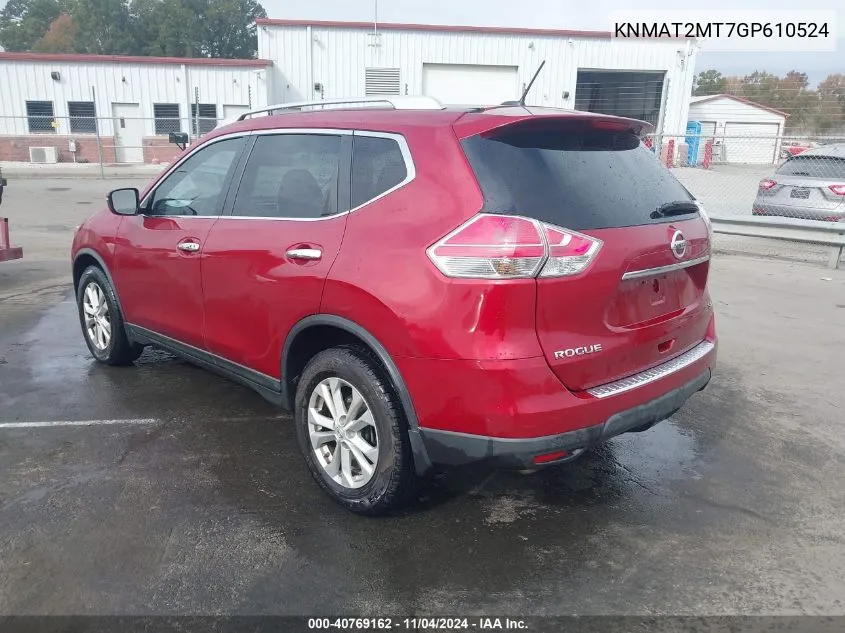 2016 Nissan Rogue Sv VIN: KNMAT2MT7GP610524 Lot: 40769162