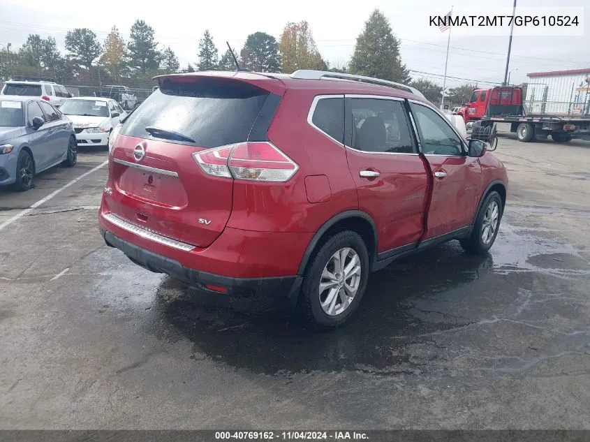 2016 Nissan Rogue Sv VIN: KNMAT2MT7GP610524 Lot: 40769162