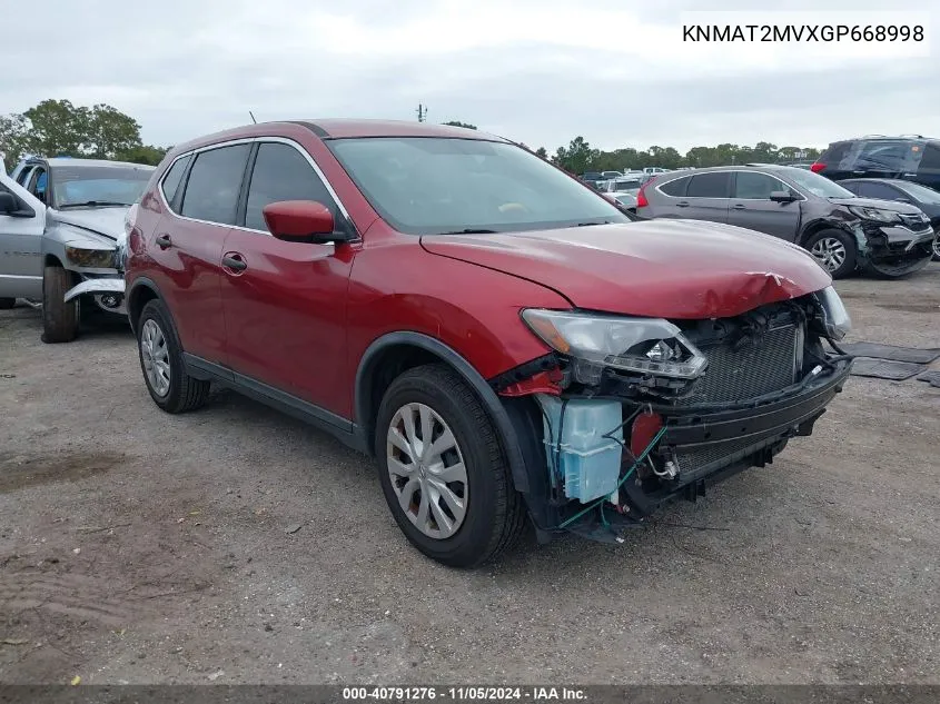 2016 Nissan Rogue S/Sl/Sv VIN: KNMAT2MVXGP668998 Lot: 40791276