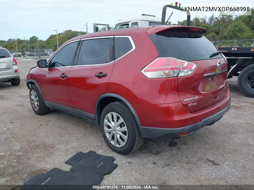 KNMAT2MVXGP668998 2016 Nissan Rogue S/Sl/Sv