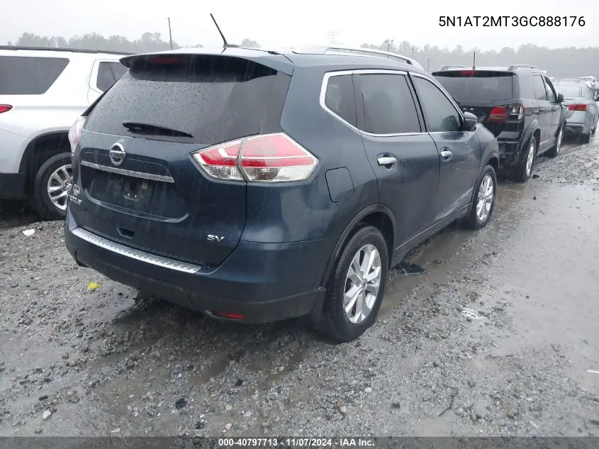 2016 Nissan Rogue Sv VIN: 5N1AT2MT3GC888176 Lot: 40797713