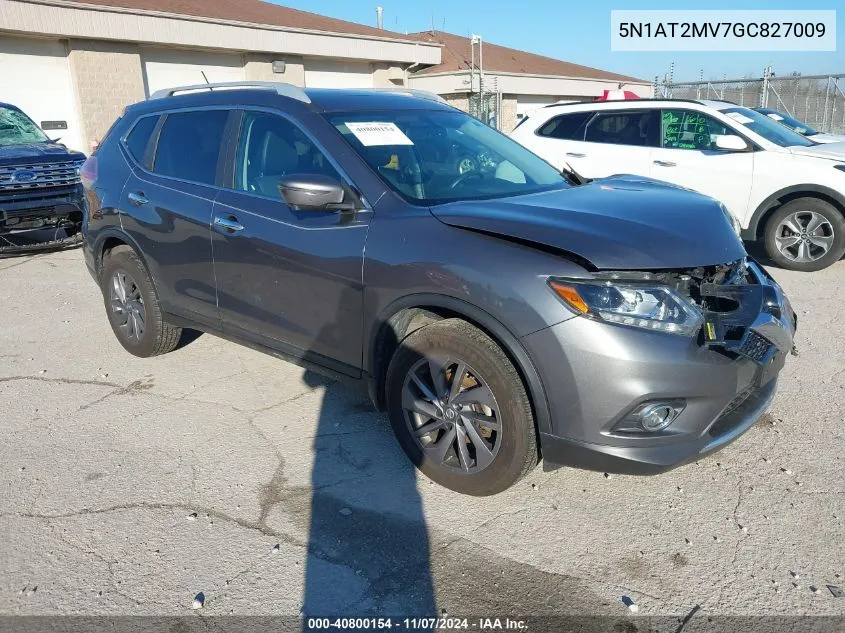 2016 Nissan Rogue Sl VIN: 5N1AT2MV7GC827009 Lot: 40800154