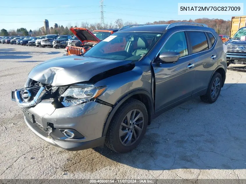 2016 Nissan Rogue Sl VIN: 5N1AT2MV7GC827009 Lot: 40800154