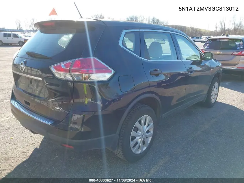 2016 Nissan Rogue S VIN: 5N1AT2MV3GC813012 Lot: 40803627