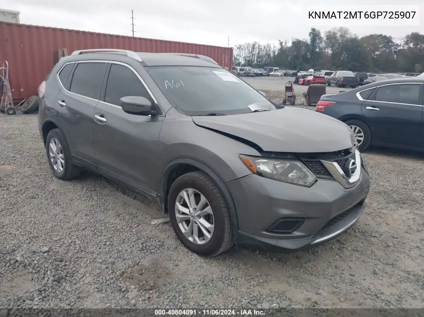 2016 Nissan Rogue Sv VIN: KNMAT2MT6GP725907 Lot: 40804091