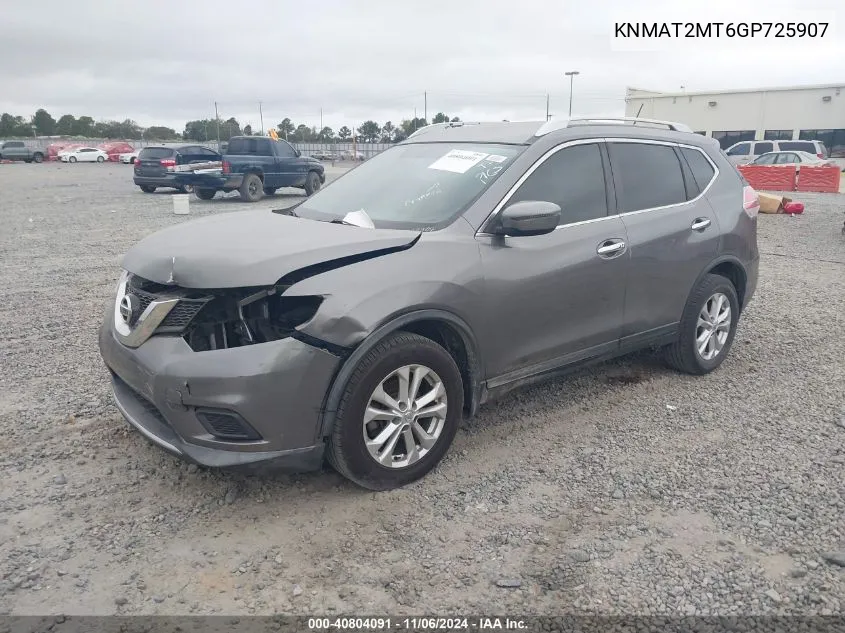 2016 Nissan Rogue Sv VIN: KNMAT2MT6GP725907 Lot: 40804091