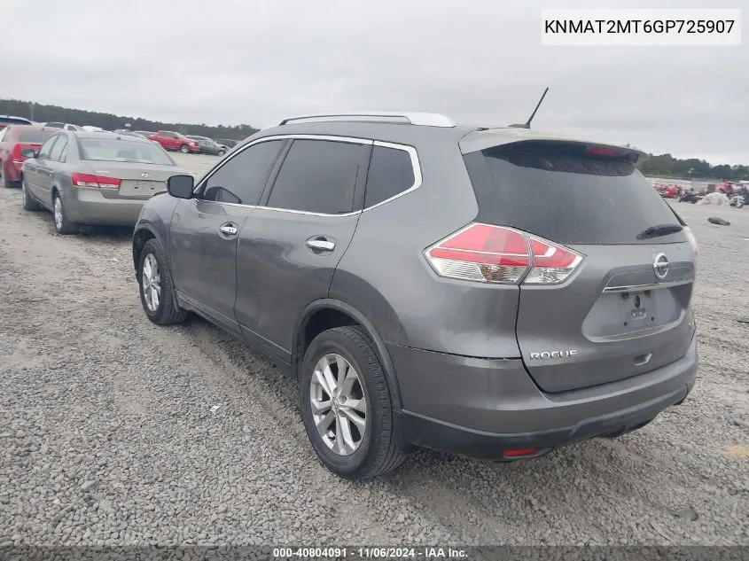 2016 Nissan Rogue Sv VIN: KNMAT2MT6GP725907 Lot: 40804091