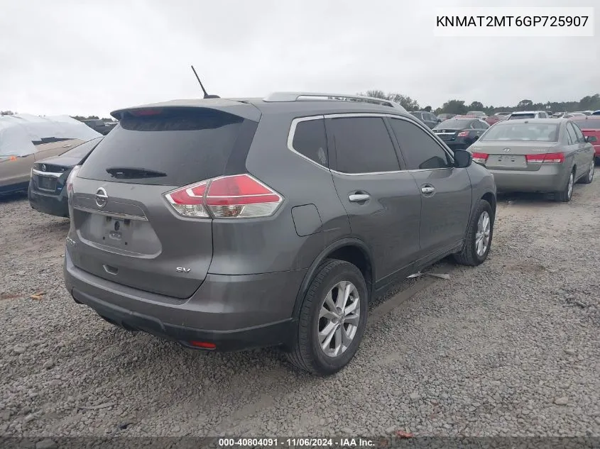 2016 Nissan Rogue Sv VIN: KNMAT2MT6GP725907 Lot: 40804091