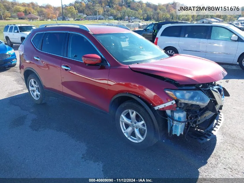 2016 Nissan Rogue Sv VIN: JN8AT2MV8GW151676 Lot: 40809090