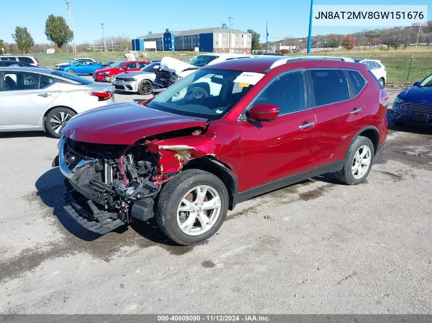 2016 Nissan Rogue Sv VIN: JN8AT2MV8GW151676 Lot: 40809090