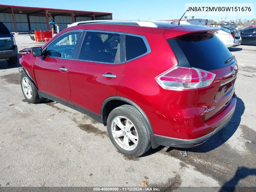 2016 Nissan Rogue Sv VIN: JN8AT2MV8GW151676 Lot: 40809090