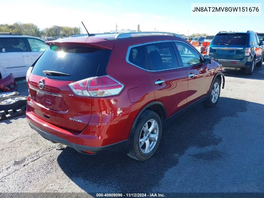 2016 Nissan Rogue Sv VIN: JN8AT2MV8GW151676 Lot: 40809090