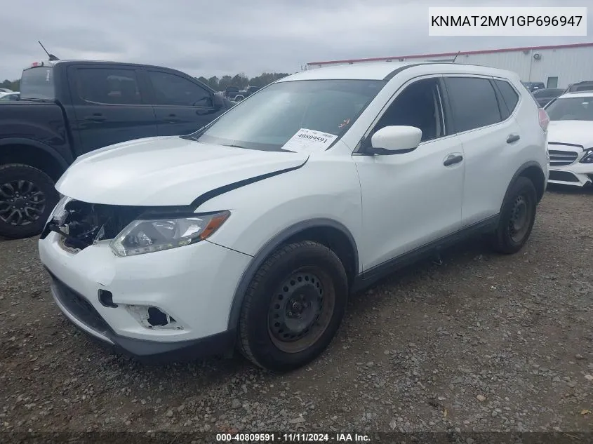 2016 Nissan Rogue S/Sl/Sv VIN: KNMAT2MV1GP696947 Lot: 40809591