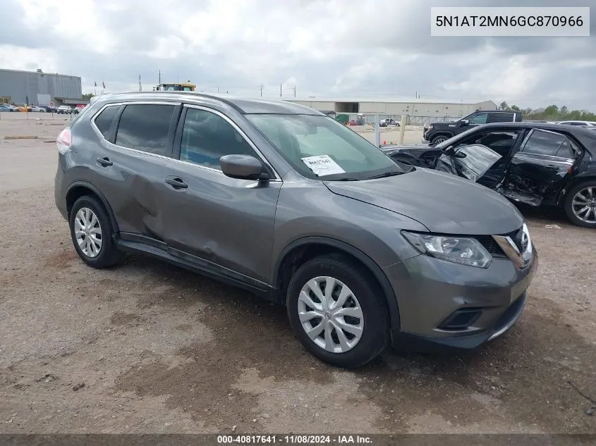 2016 Nissan Rogue S VIN: 5N1AT2MN6GC870966 Lot: 40817641