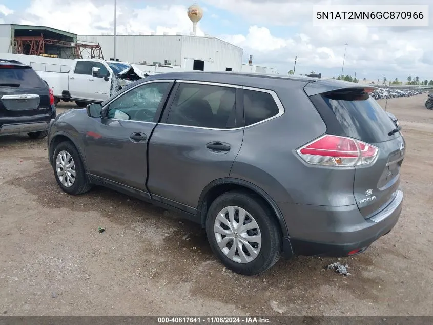 2016 Nissan Rogue S VIN: 5N1AT2MN6GC870966 Lot: 40817641