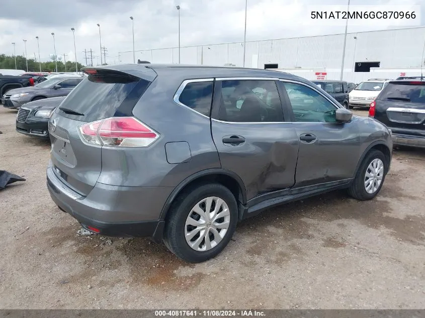 2016 Nissan Rogue S VIN: 5N1AT2MN6GC870966 Lot: 40817641