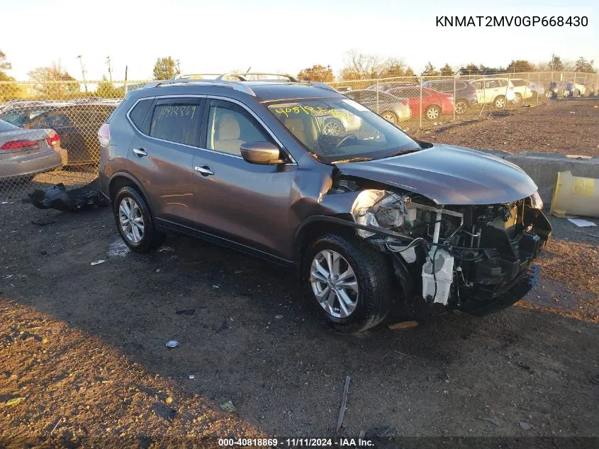 2016 Nissan Rogue Sv VIN: KNMAT2MV0GP668430 Lot: 40818869