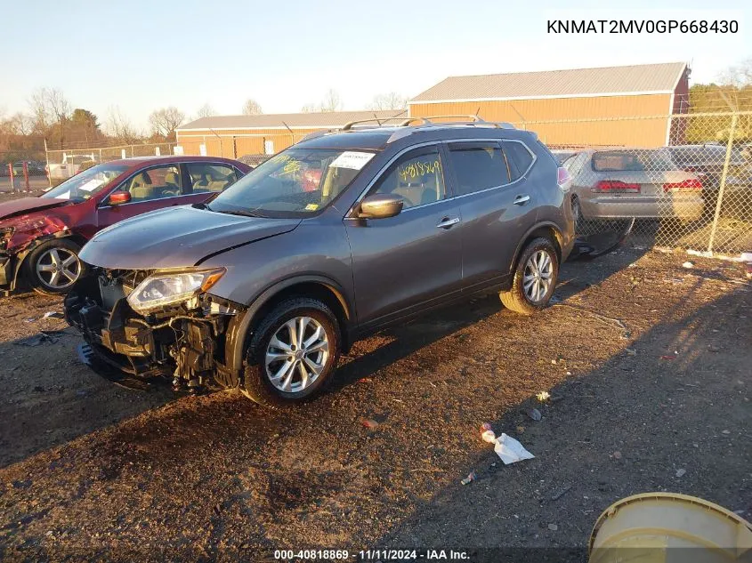 2016 Nissan Rogue Sv VIN: KNMAT2MV0GP668430 Lot: 40818869