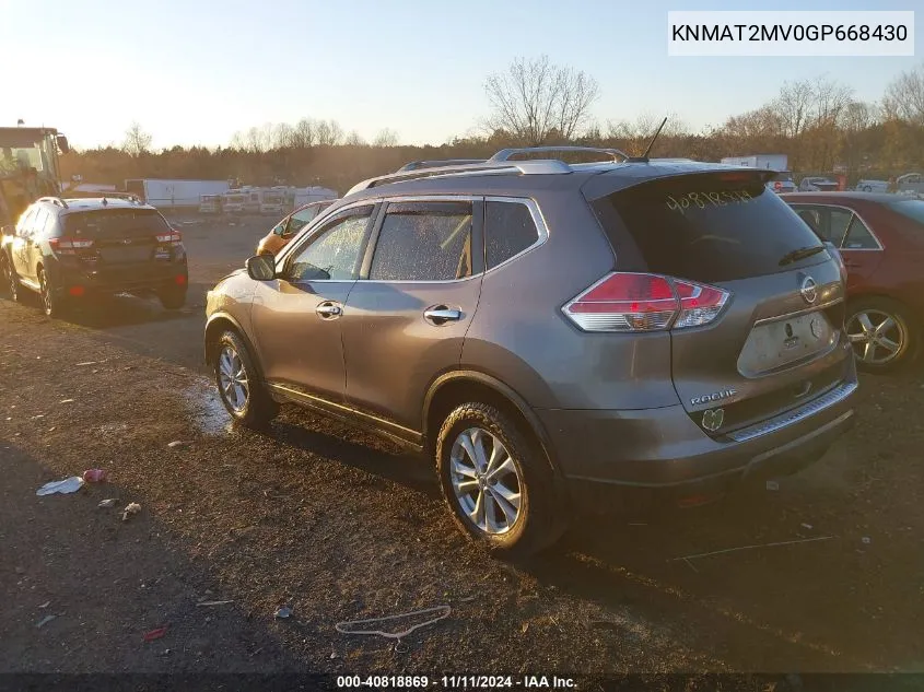 2016 Nissan Rogue Sv VIN: KNMAT2MV0GP668430 Lot: 40818869