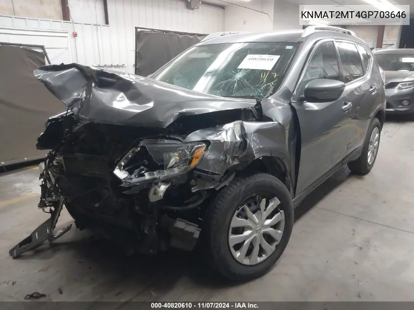 2016 Nissan Rogue S VIN: KNMAT2MT4GP703646 Lot: 40820610