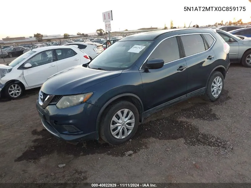 2016 Nissan Rogue S VIN: 5N1AT2MTXGC859175 Lot: 40822929