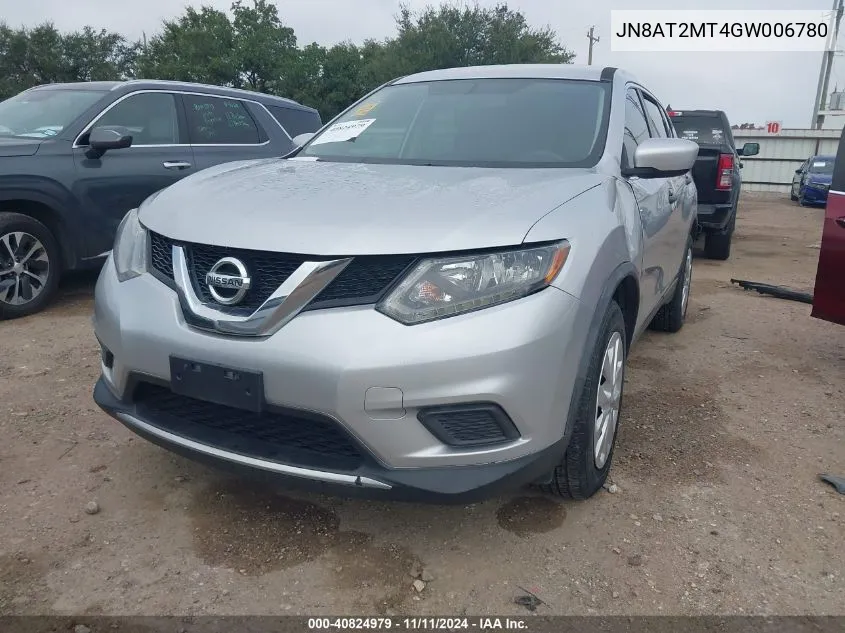 2016 Nissan Rogue S VIN: JN8AT2MT4GW006780 Lot: 40824979