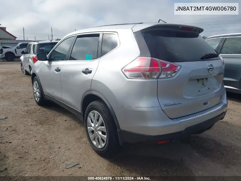 2016 Nissan Rogue S VIN: JN8AT2MT4GW006780 Lot: 40824979