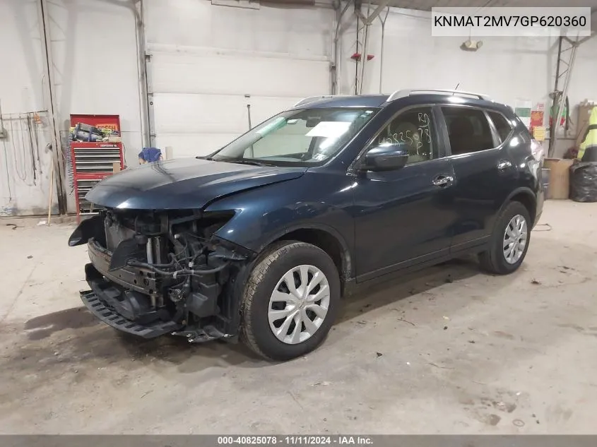 2016 Nissan Rogue S VIN: KNMAT2MV7GP620360 Lot: 40825078