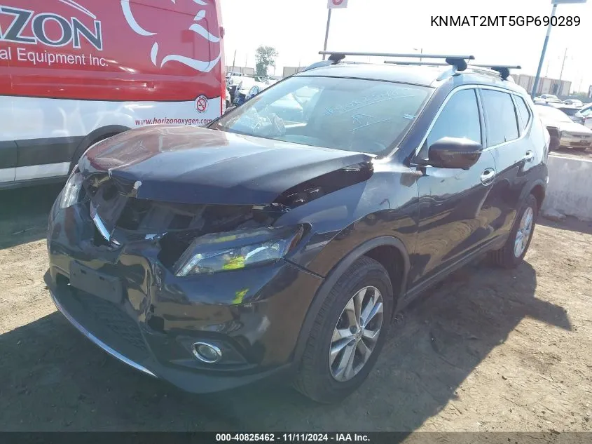 2016 Nissan Rogue S/Sl/Sv VIN: KNMAT2MT5GP690289 Lot: 40825462