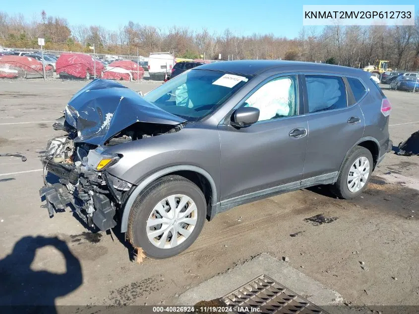 2016 Nissan Rogue S VIN: KNMAT2MV2GP612733 Lot: 40826924